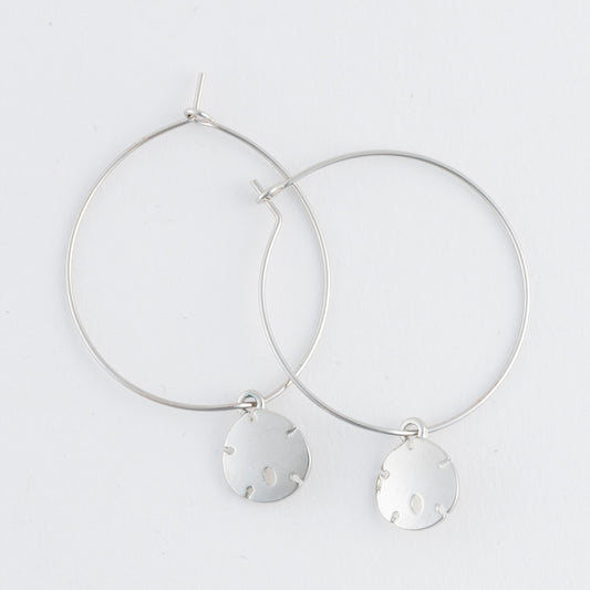 Dainty Sand Dollar Hoop Earrings