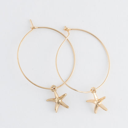 Dainty Starfish Hoop Earrings