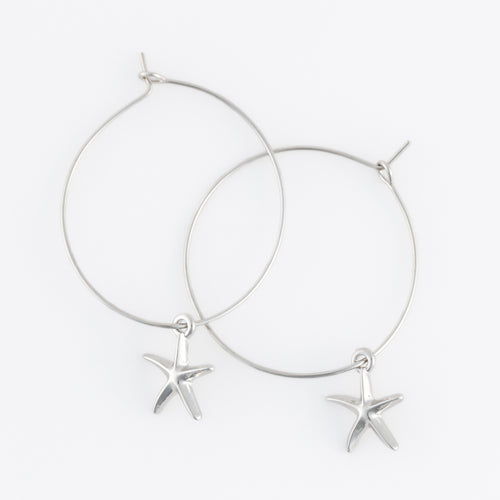 Dainty Starfish Hoop Earrings