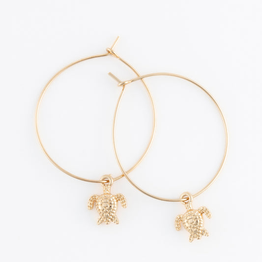 Dainty Turtle Hoop Earrings