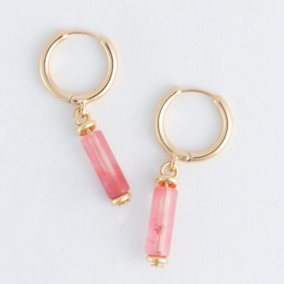 Celie Genuine Stone Hoop Drop Earrings