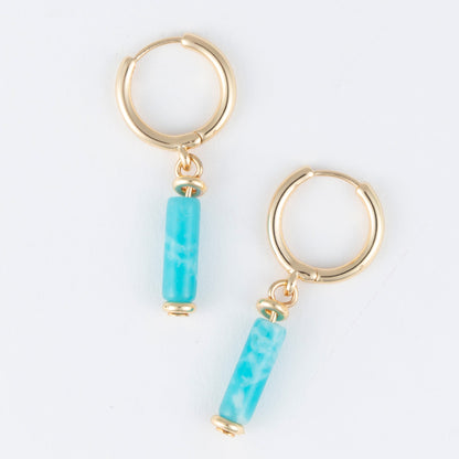 Celie Genuine Stone Hoop Drop Earrings