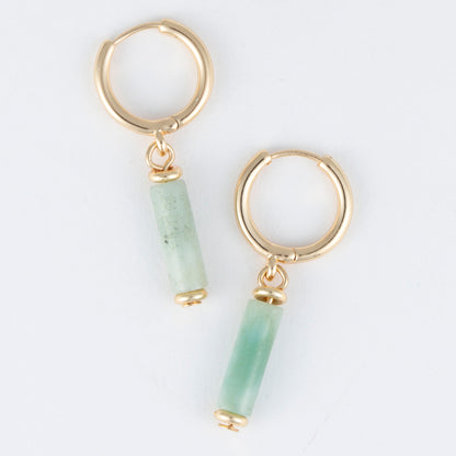 Celie Genuine Stone Hoop Drop Earrings