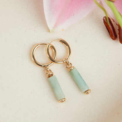 Celie Genuine Stone Hoop Drop Earrings