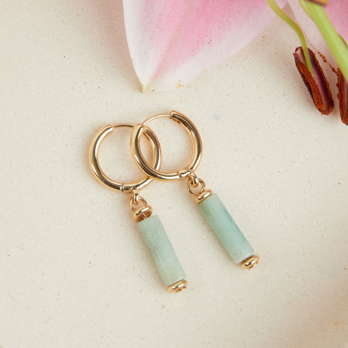 Celie Genuine Stone Hoop Drop Earrings