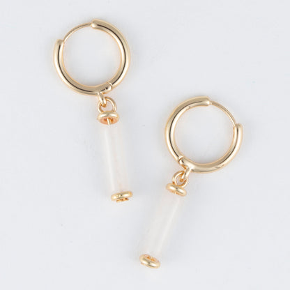 Celie Genuine Stone Hoop Drop Earrings