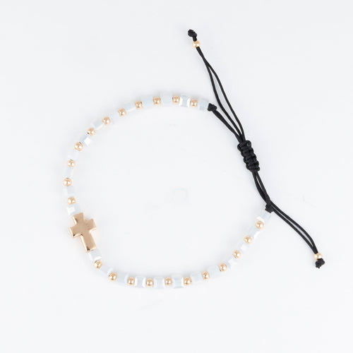 Sirena Adjustable Beaded Cross Bracelet