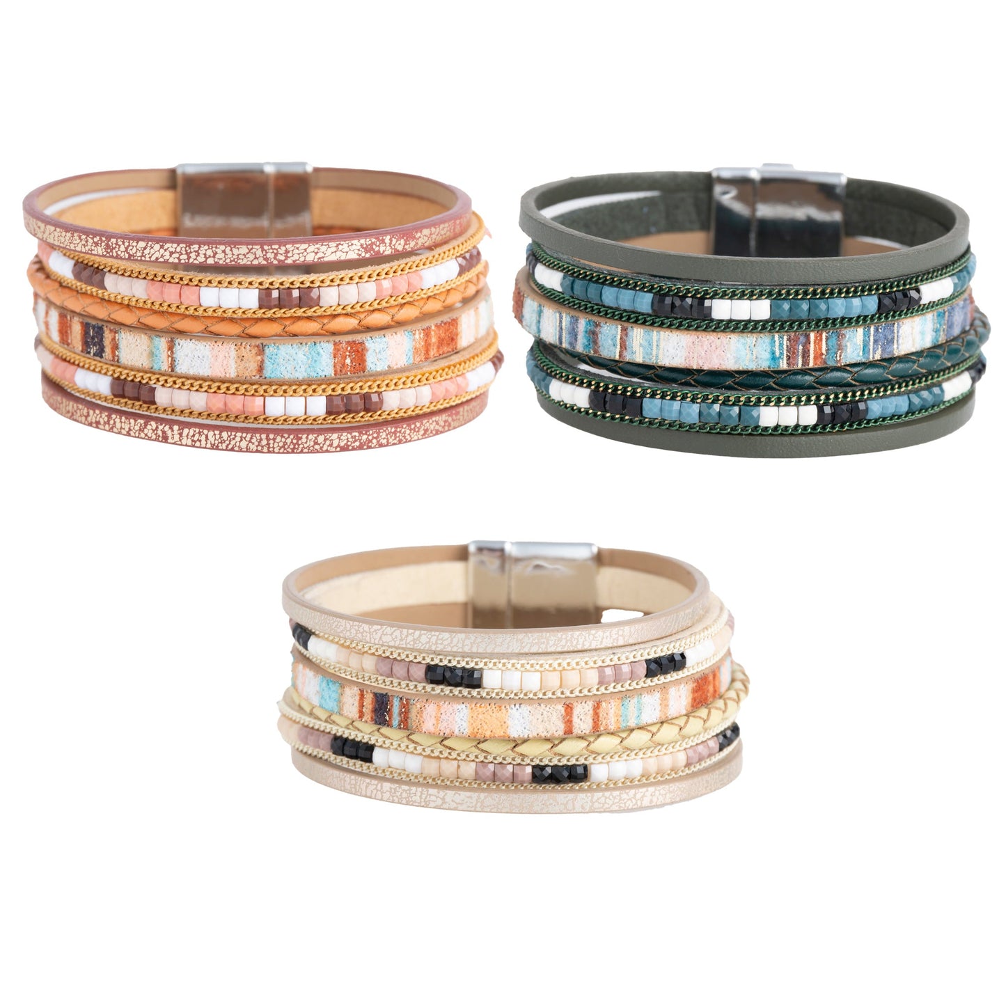 6 Piece Arizona Multi Row Magnetic Bracelet Assortment