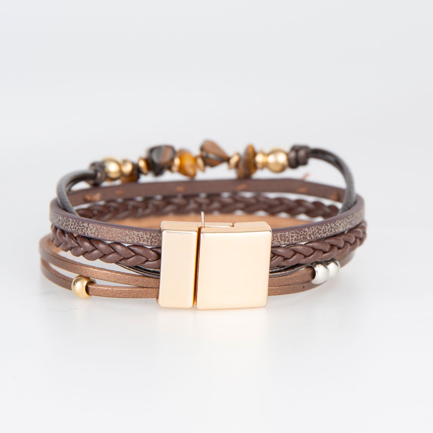 Bex Leather Multi Row Magnetic Bracelet