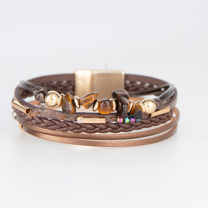 Bex Leather Multi Row Magnetic Bracelet