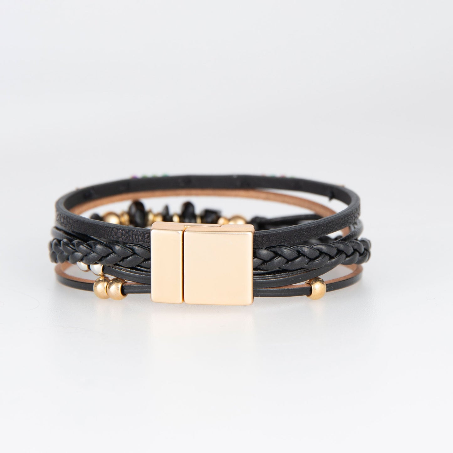 Bex Leather Multi Row Magnetic Bracelet