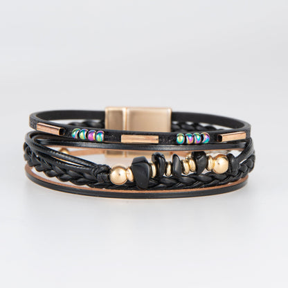 Bex Leather Multi Row Magnetic Bracelet