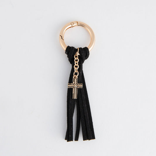 Quinn Cross Charm Tassel Keychain