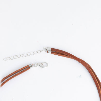 Tayla Leather Multi Row Genuine Stone Necklace