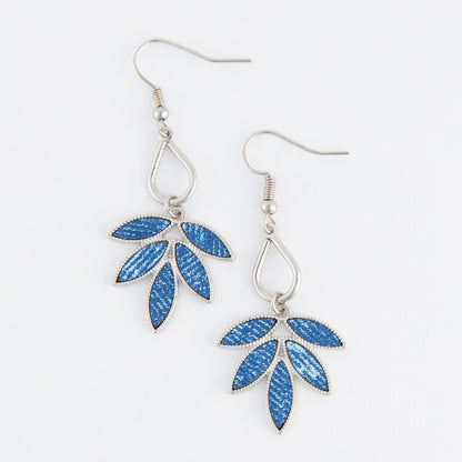 Estelle Denim Leaf Earrings