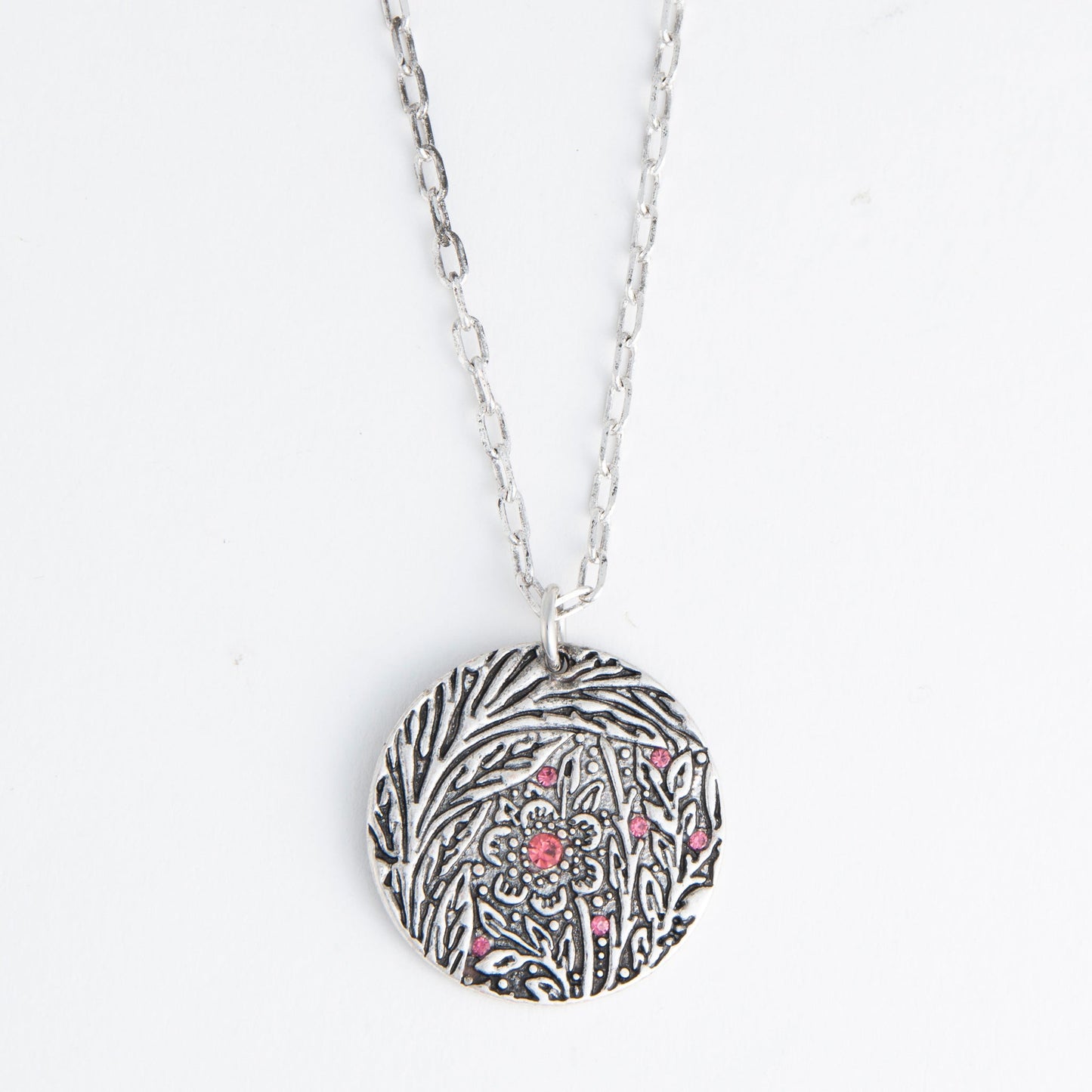 Dahlia Floral Disc Pendant Necklace