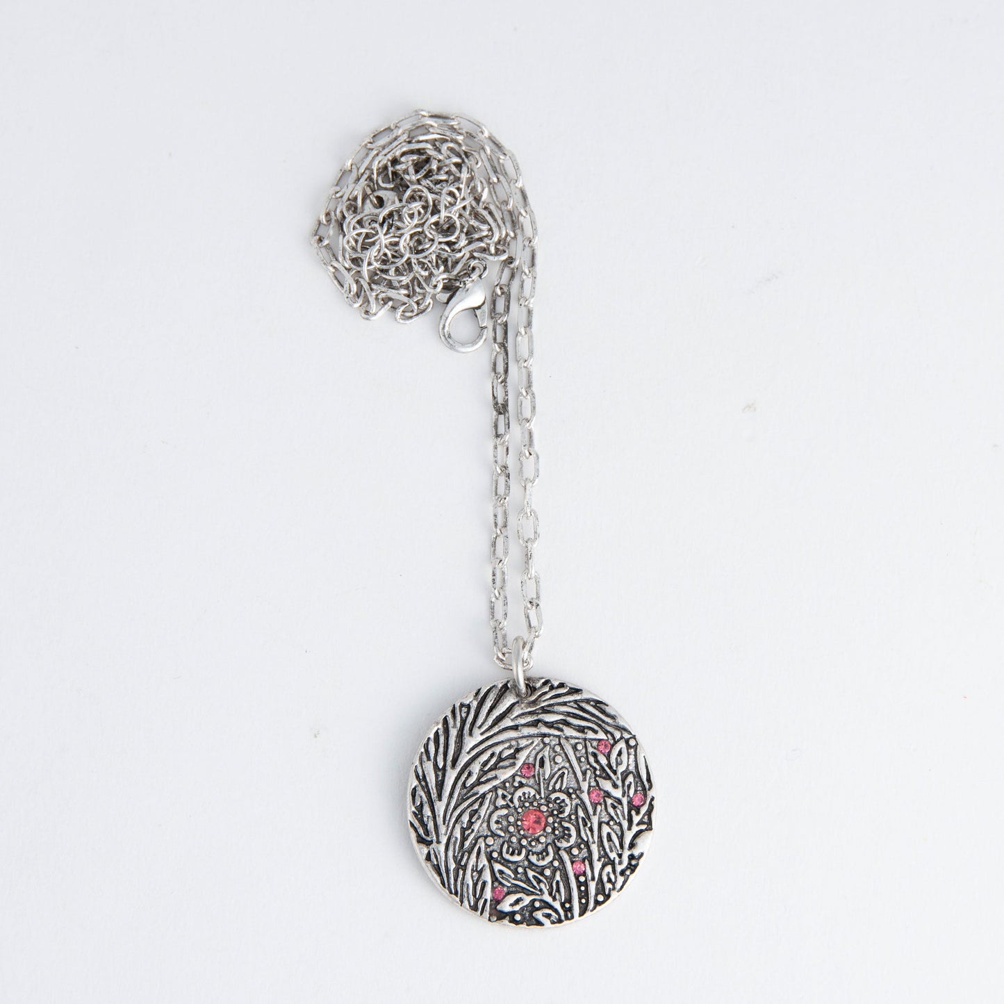 Dahlia Floral Disc Pendant Necklace