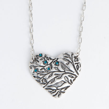 Dahlia Bird Heart Pendant Necklace