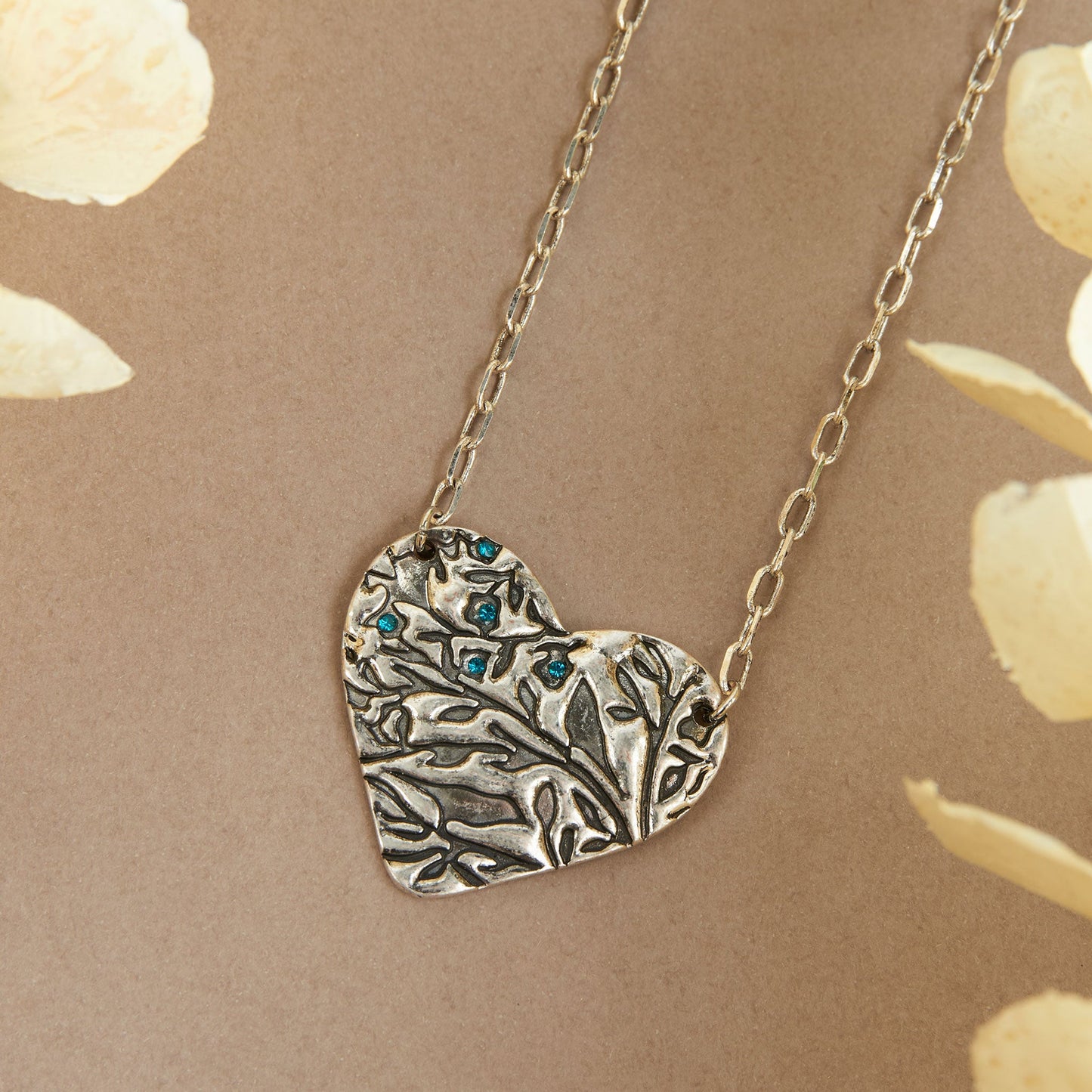 Dahlia Bird Heart Pendant Necklace