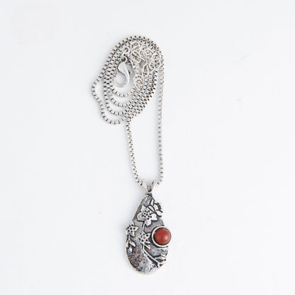 Dahlia Genuine Stone Teardrop Pendant Necklace