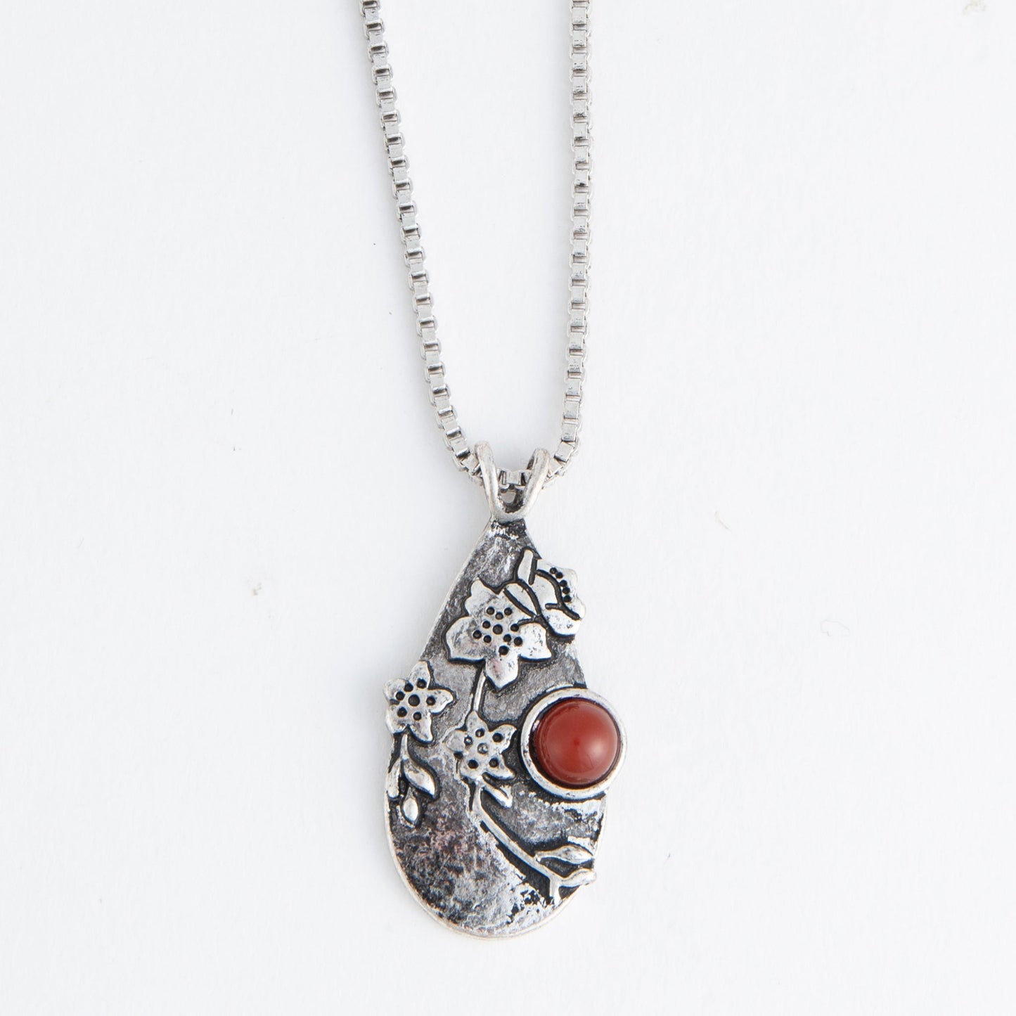 Dahlia Genuine Stone Teardrop Pendant Necklace