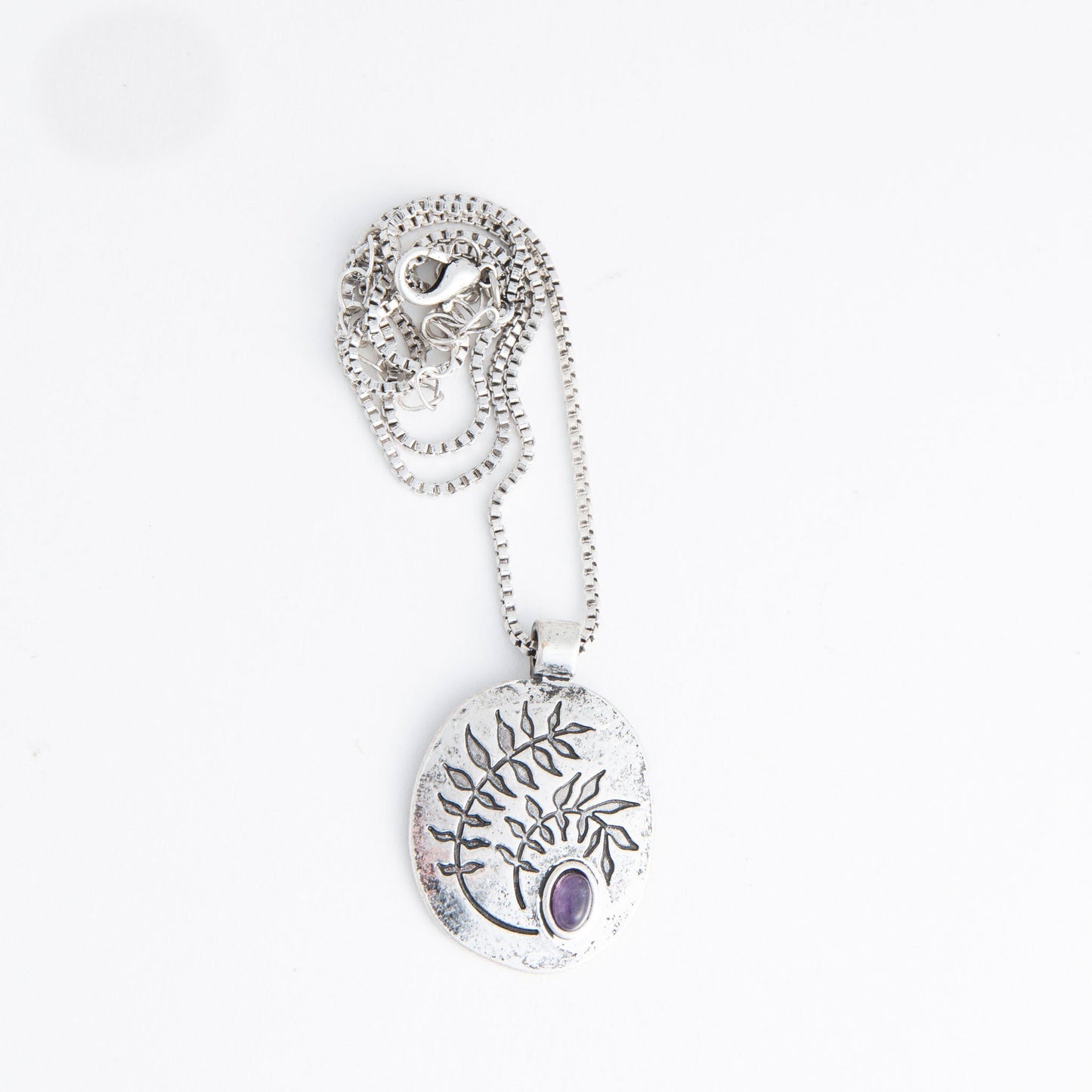 Dahlia Genuine Stone Disc Pendant Necklace