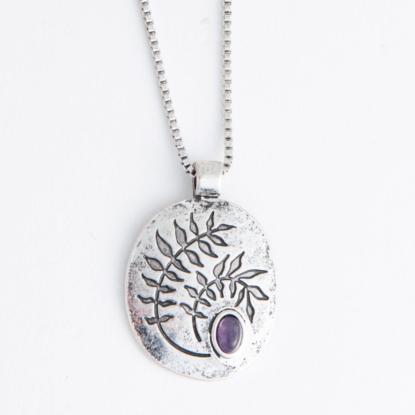 Dahlia Genuine Stone Disc Pendant Necklace