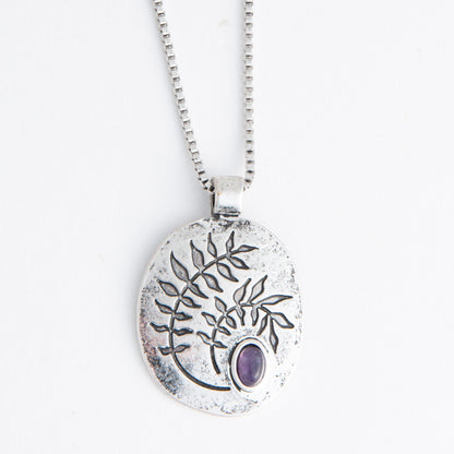 Dahlia Genuine Stone Disc Pendant Necklace