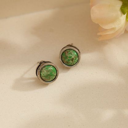 Dahlia Genuine Stone Stud Earrings