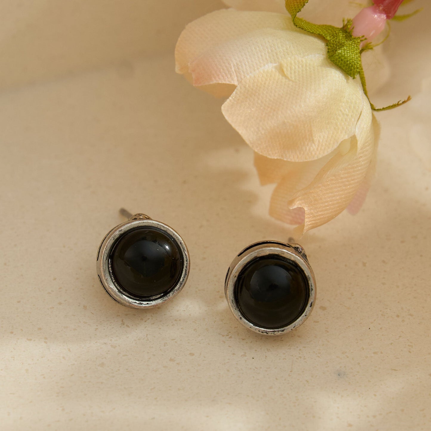 Dahlia Genuine Stone Stud Earrings