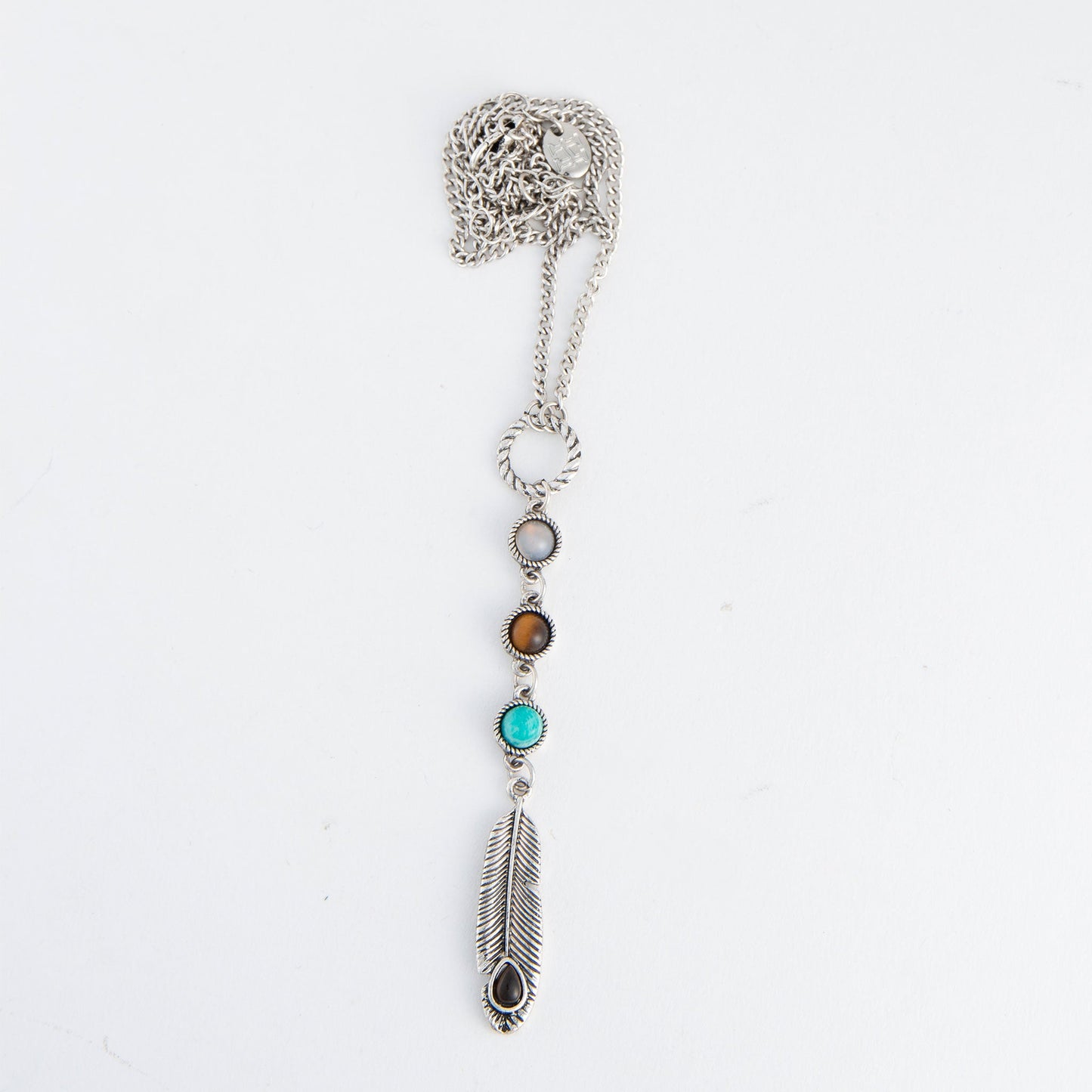 Stevie Beaded Feather Charm Pendant Necklace