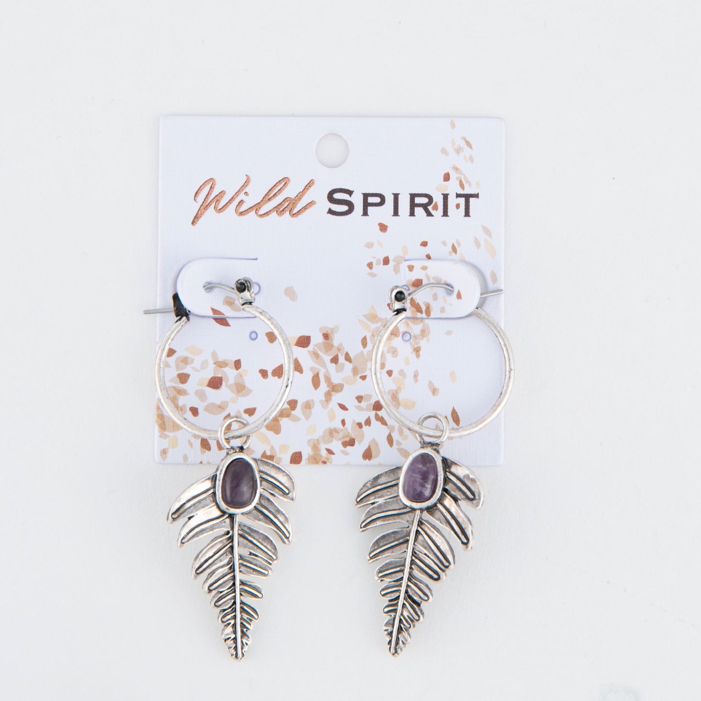 Wild Spirit Stone Leaf Hoop Earrings