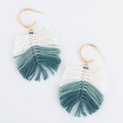 Zephyr Fringe Macrame C Hoop Earrings