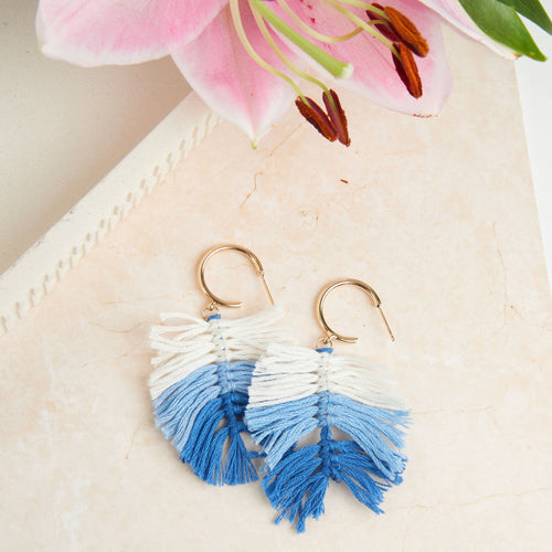 Zephyr Fringe Macrame C Hoop Earrings