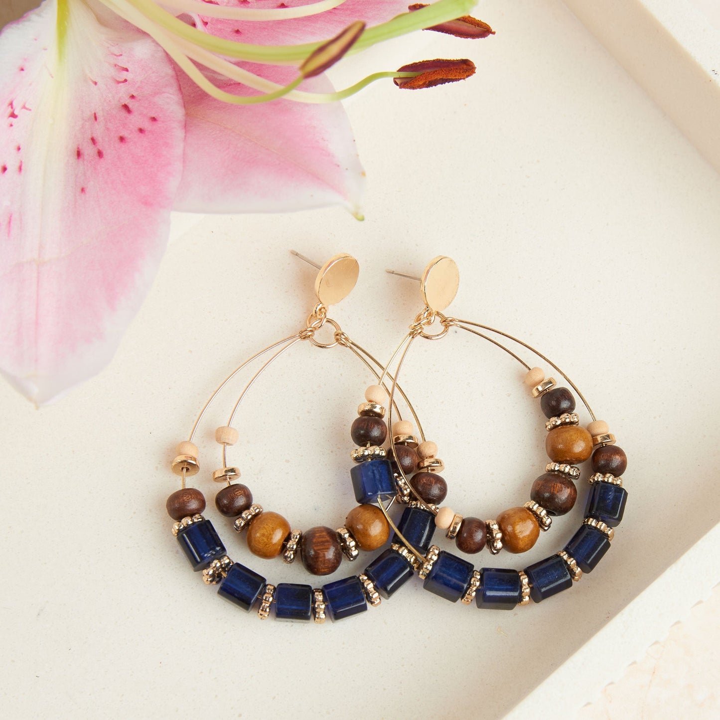 Haliey Double Hoop Beaded Earrings