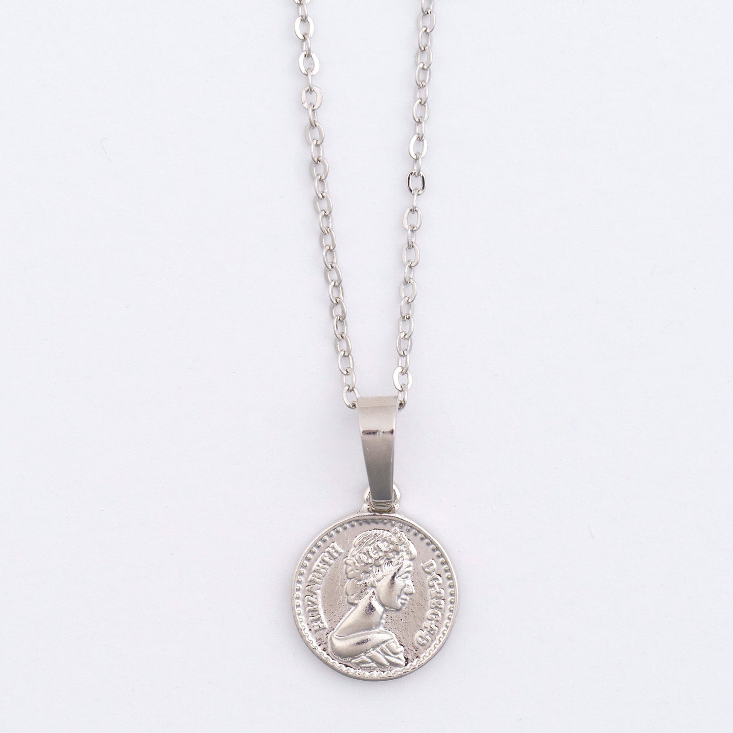 Dainty Silver Coin Charm Necklace