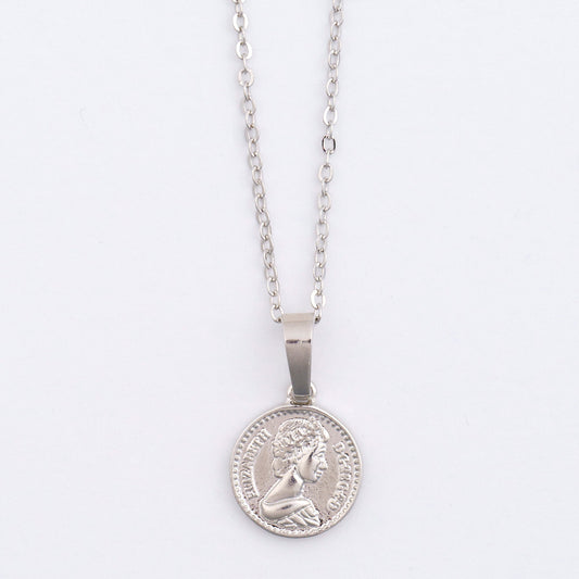 Dainty Silver Coin Charm Necklace