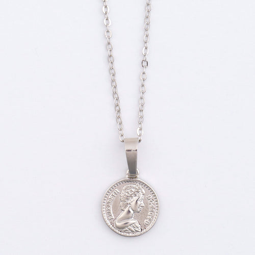 Dainty Silver Coin Charm Necklace