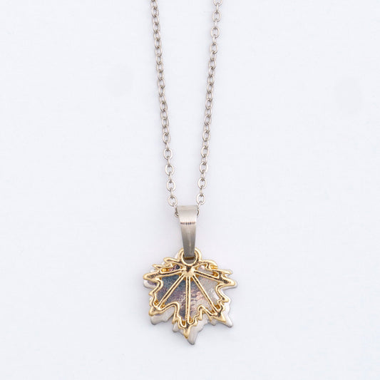 Dainty Two Tone Leaf Charm Necklace