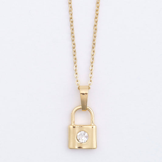 Dainty Padlock Charm Necklace