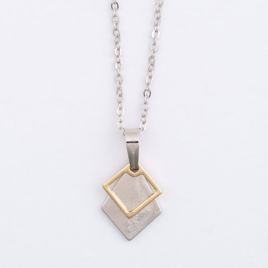 Dainty Two Tone Geometric Charm Necklace