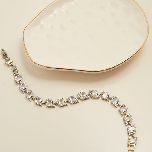 Jocelyn Slanted Square Cubic Zirconia Tennis Bracelet
