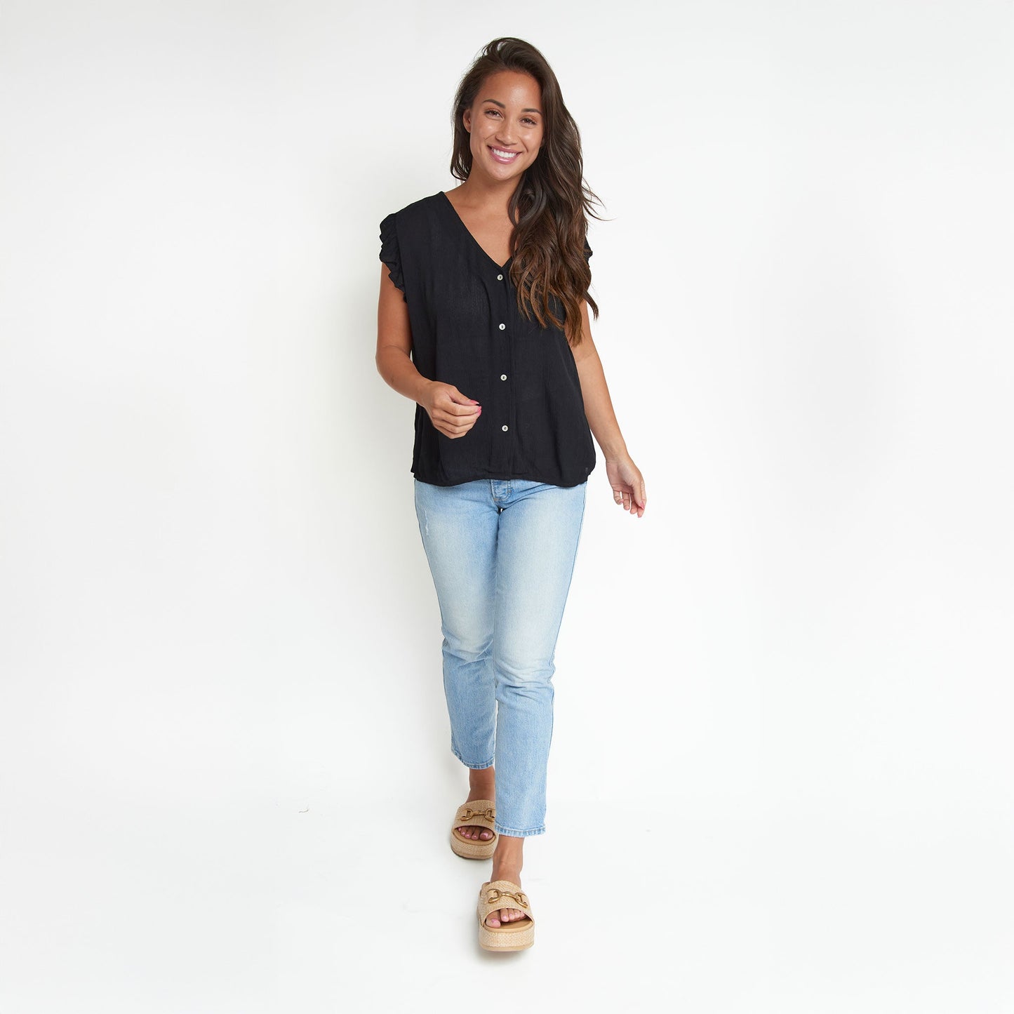 Amerie Crepe Button Up Tank