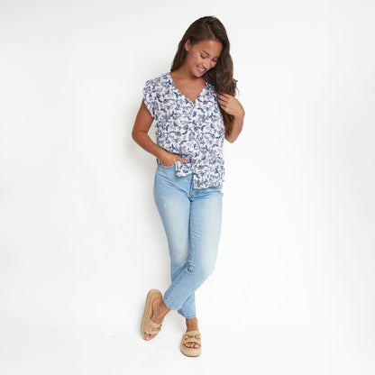 Amerie Crepe Button Up Tank