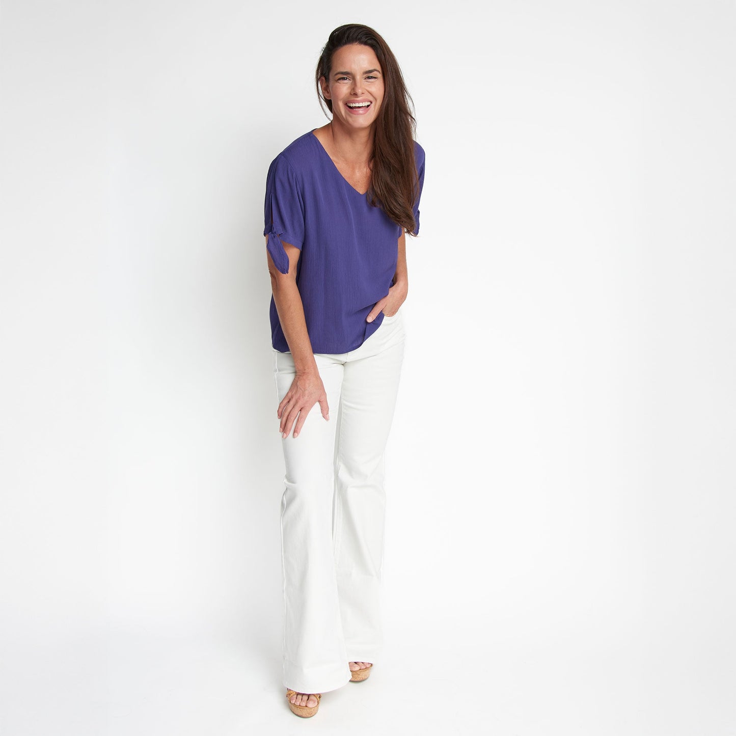 Nika Crepe V-Neck Blouse