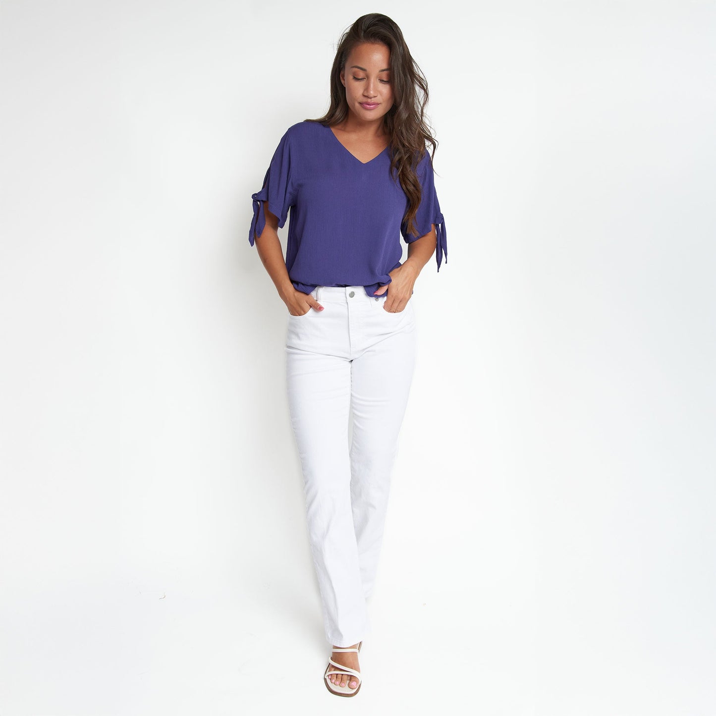 Nika Crepe V-Neck Blouse