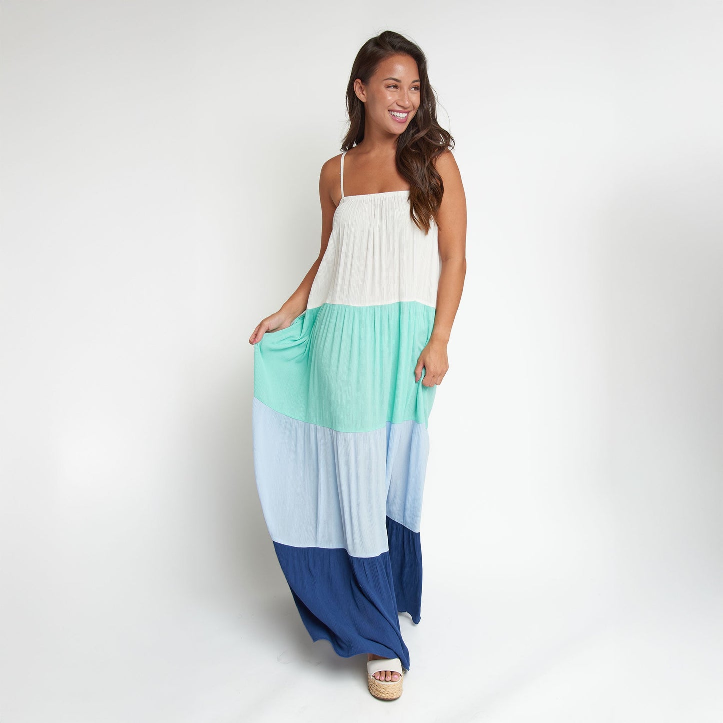 Amryn Color Block Tiered Maxi Dress