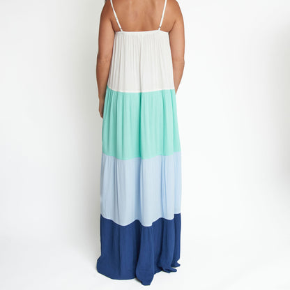 Amryn Color Block Tiered Maxi Dress