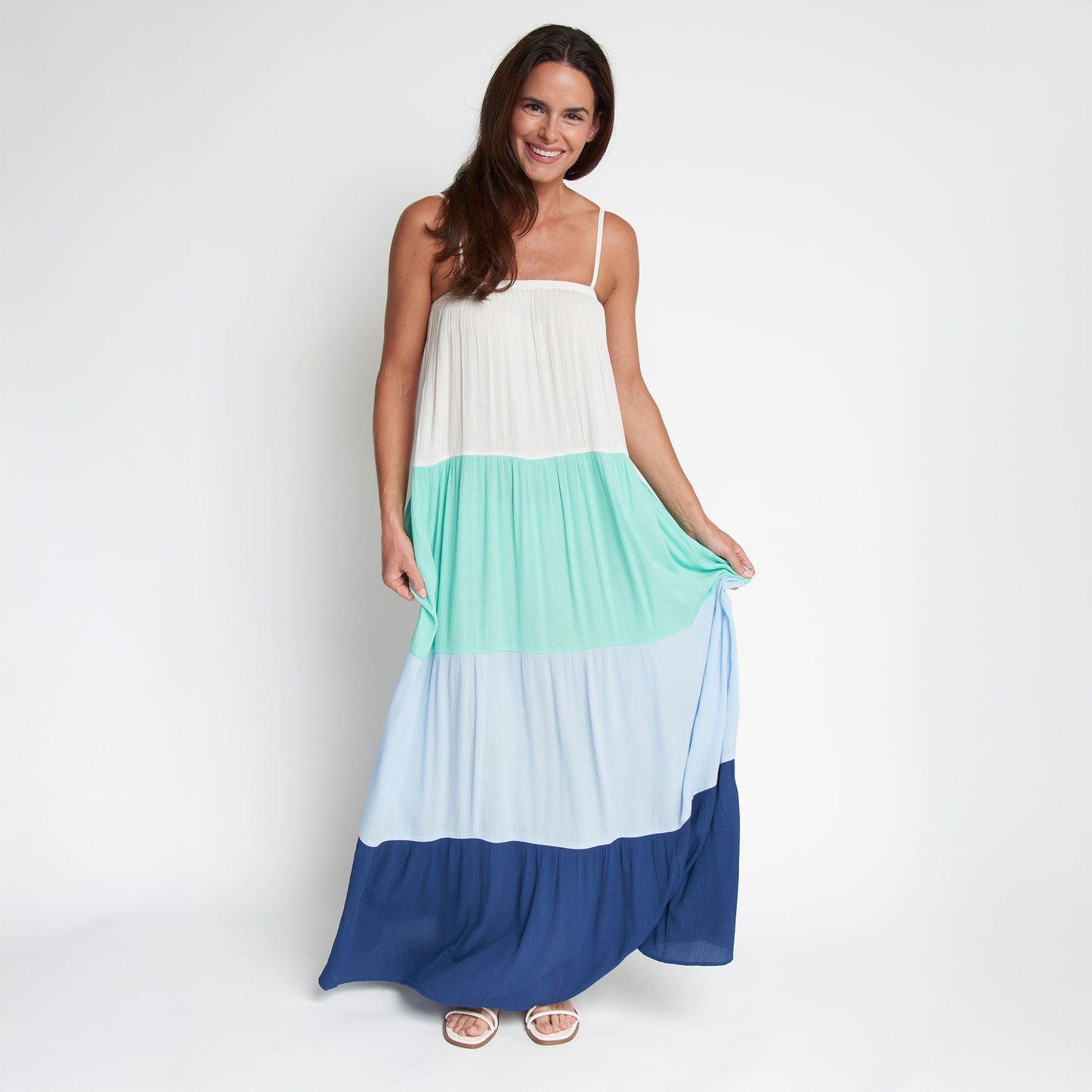 Amryn Color Block Tiered Maxi Dress