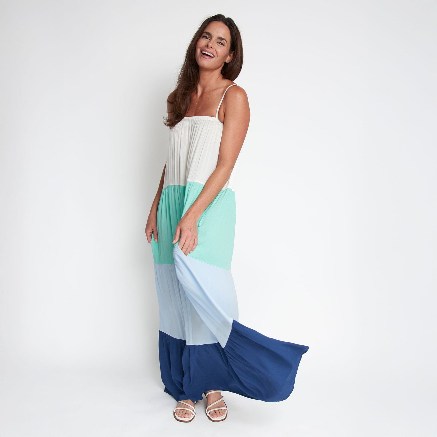 Amryn Color Block Tiered Maxi Dress